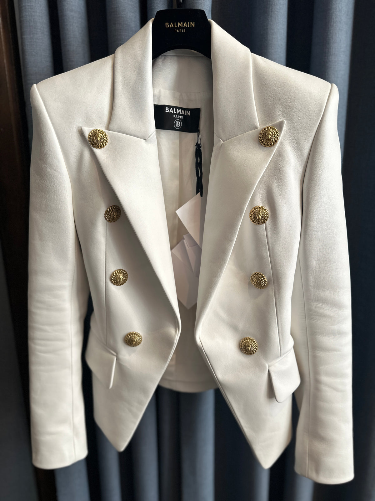Balmain 8 Button Leather Blazer
