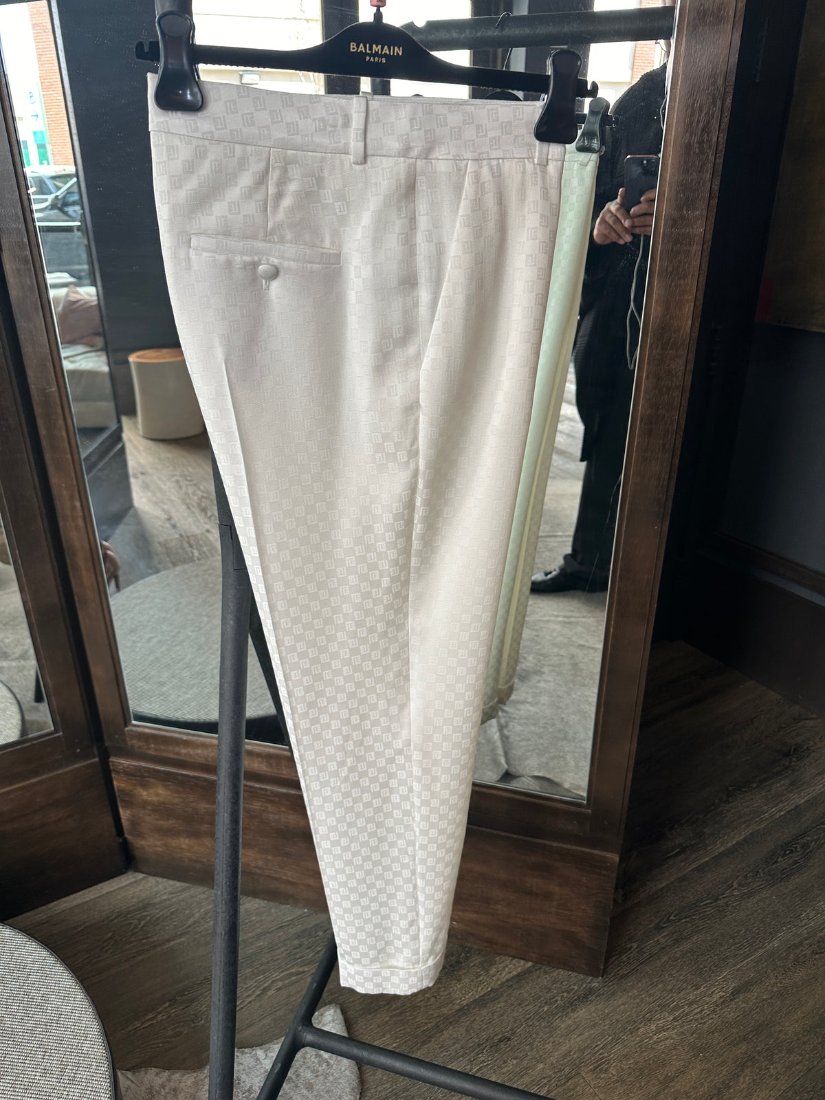 Balmain White Jacquard Pant