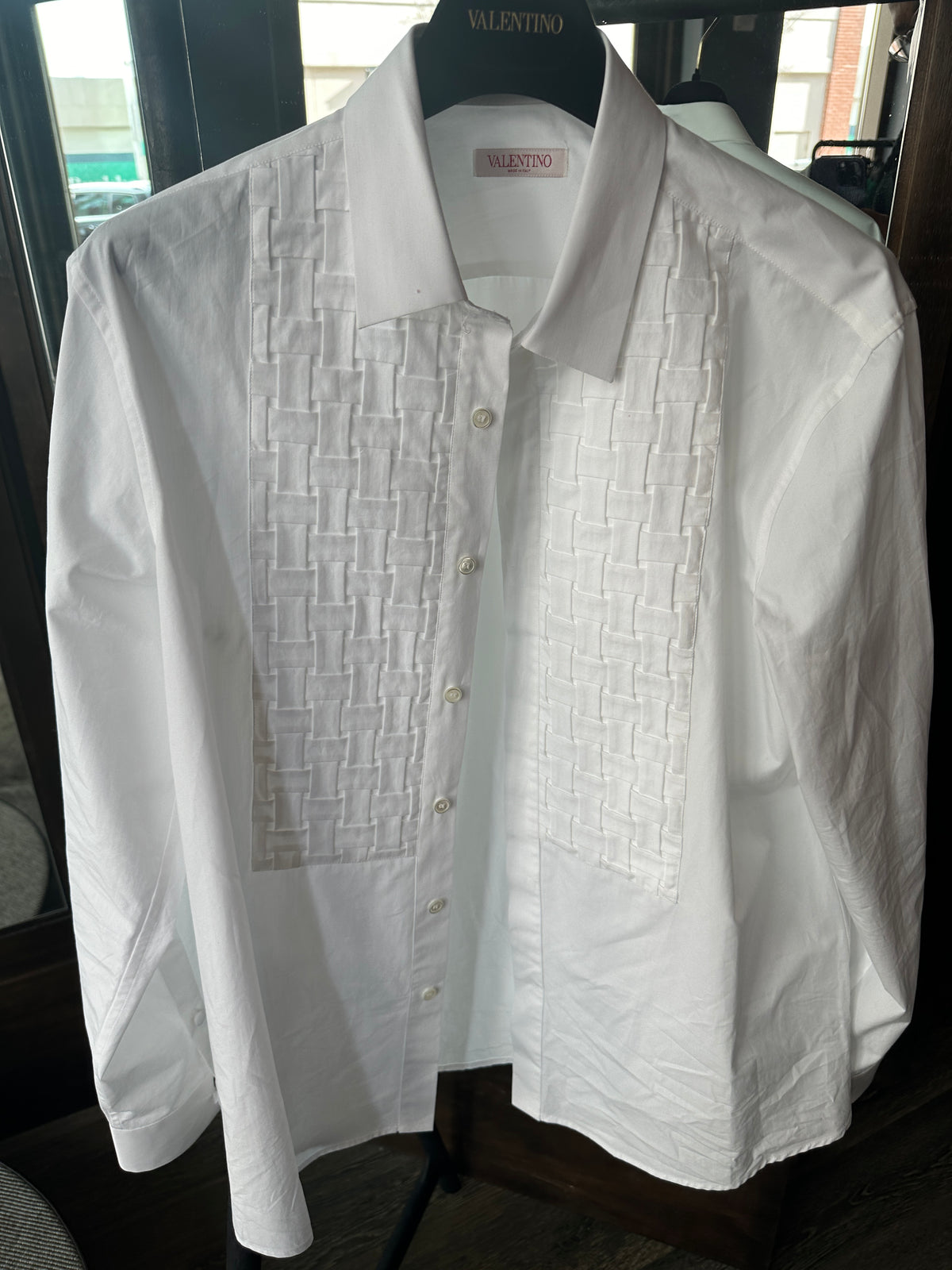 Valentino Wht Woven Dress Shirt