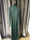 Saint Laurent Semi-Sheer Long Dress W/ Thin Rib Knit and High Neck Color Color Vert Forest Size Medium