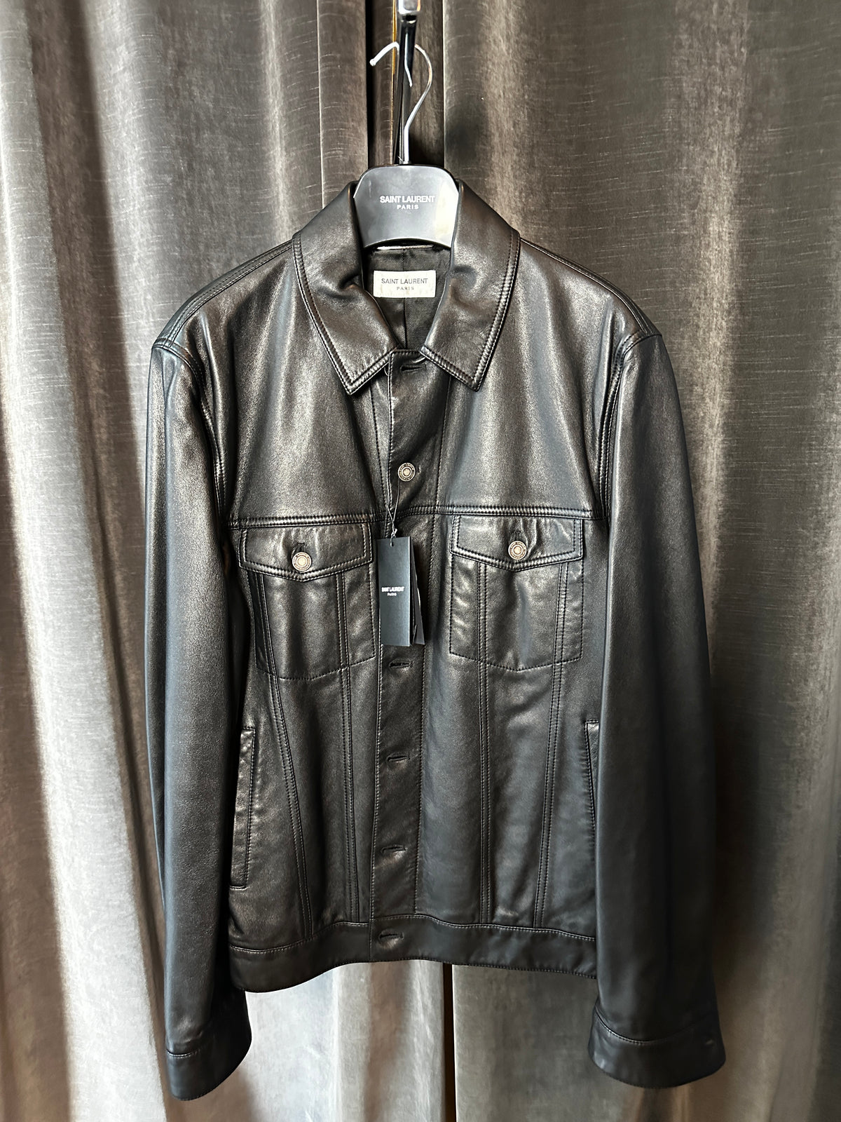 SAINT LAURENT LEATHER DENIM JACKET