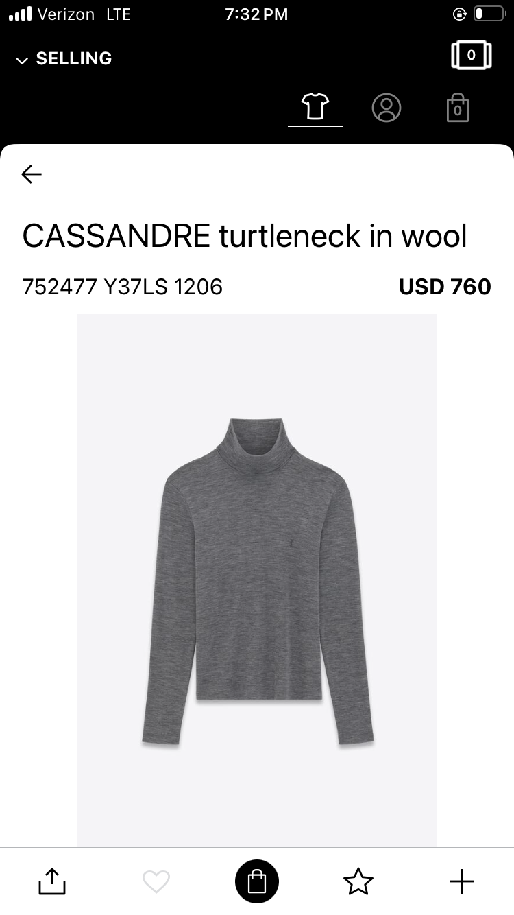 Saint Laurent Cassandre Turtleneck Wool