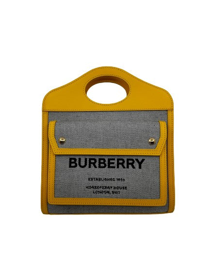 Burberry Mini Two Tone Canvas And Leather Pocket Bag
