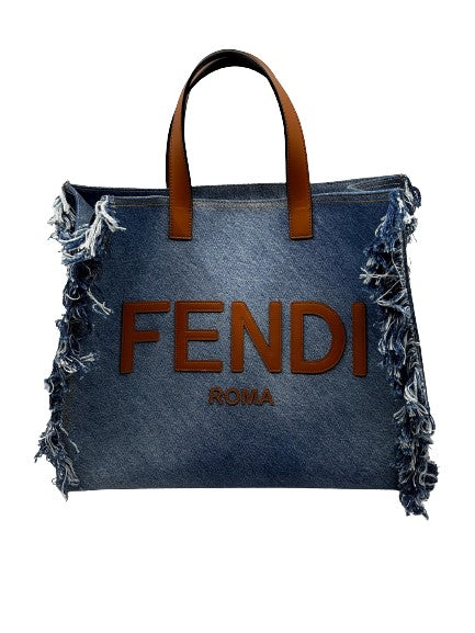 Fendi Denim Fringe Tote